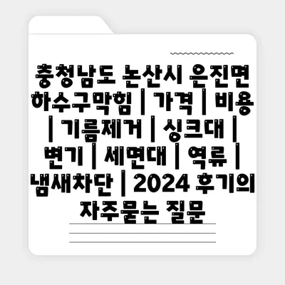 충청남도 논산시 은진면 하수구막힘 | 가격 | 비용 | 기름제거 | 싱크대 | 변기 | 세면대 | 역류 | 냄새차단 | 2024 후기