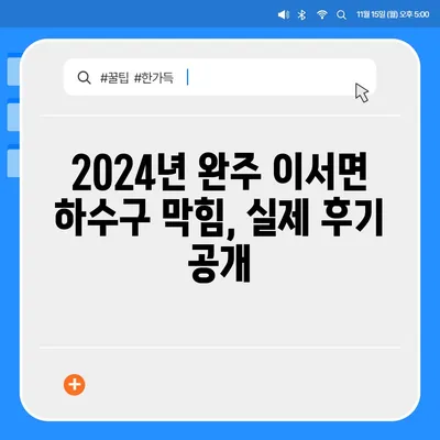 전라북도 완주군 이서면 하수구막힘 | 가격 | 비용 | 기름제거 | 싱크대 | 변기 | 세면대 | 역류 | 냄새차단 | 2024 후기