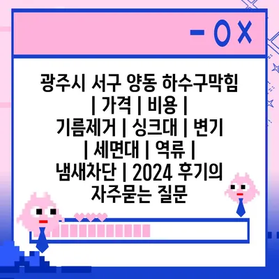 광주시 서구 양동 하수구막힘 | 가격 | 비용 | 기름제거 | 싱크대 | 변기 | 세면대 | 역류 | 냄새차단 | 2024 후기