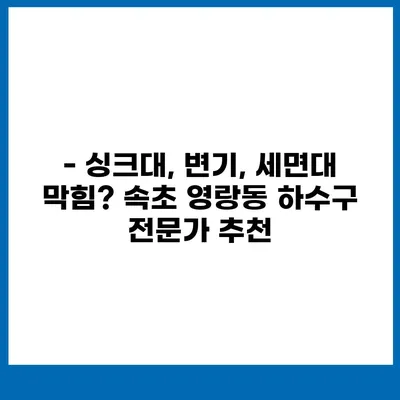 강원도 속초시 영랑동 하수구막힘 | 가격 | 비용 | 기름제거 | 싱크대 | 변기 | 세면대 | 역류 | 냄새차단 | 2024 후기