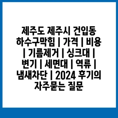 제주도 제주시 건입동 하수구막힘 | 가격 | 비용 | 기름제거 | 싱크대 | 변기 | 세면대 | 역류 | 냄새차단 | 2024 후기