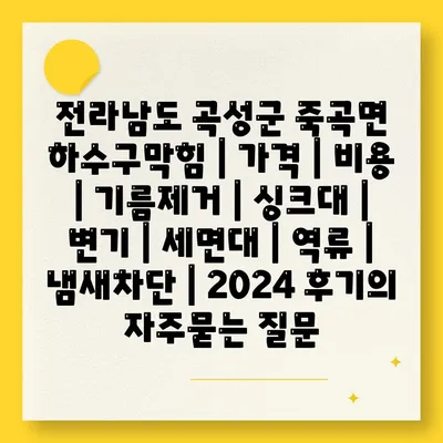 전라남도 곡성군 죽곡면 하수구막힘 | 가격 | 비용 | 기름제거 | 싱크대 | 변기 | 세면대 | 역류 | 냄새차단 | 2024 후기