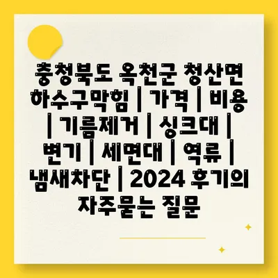 충청북도 옥천군 청산면 하수구막힘 | 가격 | 비용 | 기름제거 | 싱크대 | 변기 | 세면대 | 역류 | 냄새차단 | 2024 후기