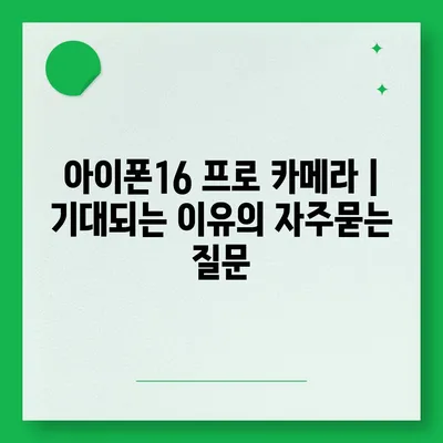 아이폰16 프로 카메라 | 기대되는 이유