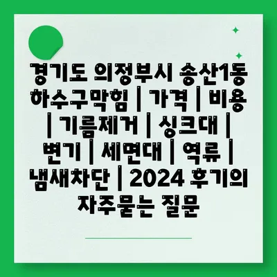 경기도 의정부시 송산1동 하수구막힘 | 가격 | 비용 | 기름제거 | 싱크대 | 변기 | 세면대 | 역류 | 냄새차단 | 2024 후기