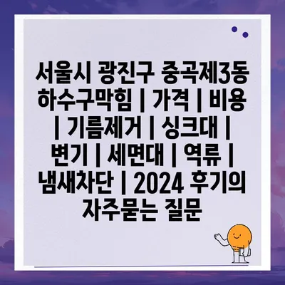 서울시 광진구 중곡제3동 하수구막힘 | 가격 | 비용 | 기름제거 | 싱크대 | 변기 | 세면대 | 역류 | 냄새차단 | 2024 후기