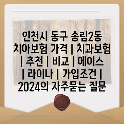 인천시 동구 송림2동 치아보험 가격 | 치과보험 | 추천 | 비교 | 에이스 | 라이나 | 가입조건 | 2024