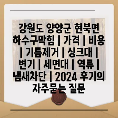 강원도 양양군 현북면 하수구막힘 | 가격 | 비용 | 기름제거 | 싱크대 | 변기 | 세면대 | 역류 | 냄새차단 | 2024 후기