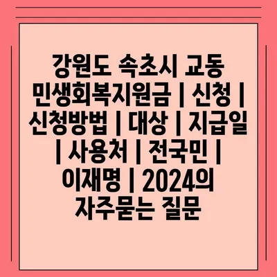 강원도 속초시 교동 민생회복지원금 | 신청 | 신청방법 | 대상 | 지급일 | 사용처 | 전국민 | 이재명 | 2024