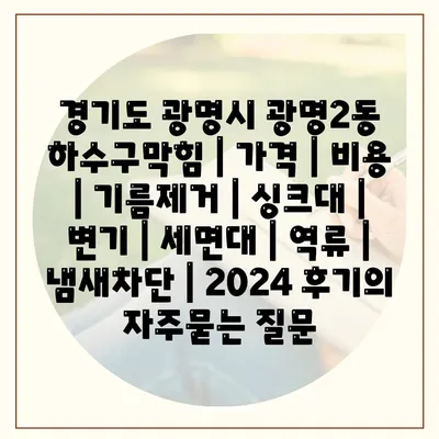 경기도 광명시 광명2동 하수구막힘 | 가격 | 비용 | 기름제거 | 싱크대 | 변기 | 세면대 | 역류 | 냄새차단 | 2024 후기