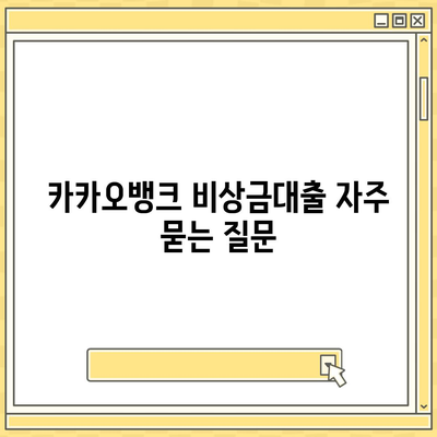 카카오뱅크 비상금대출 방법