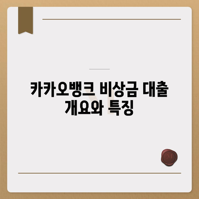 카카오뱅크 비상금 대출 신청법 전수