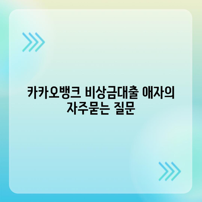 카카오뱅크 비상금대출 애자