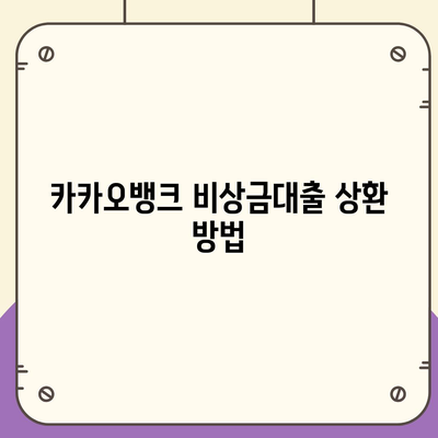 카카오뱅크 비상금대출 방법