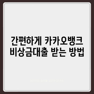 카카오뱅크 비상금대출 방법