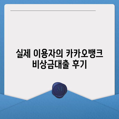 카카오뱅크 비상금대출 후기