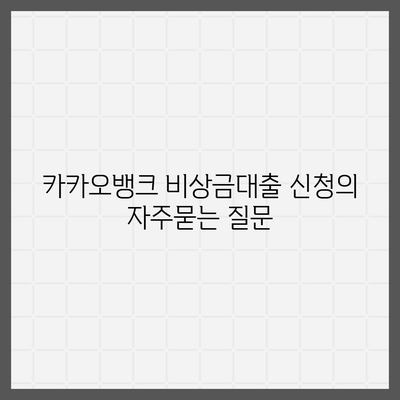 카카오뱅크 비상금대출 신청