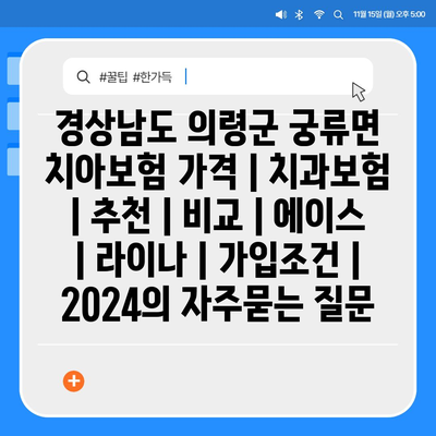 경상남도 의령군 궁류면 치아보험 가격 | 치과보험 | 추천 | 비교 | 에이스 | 라이나 | 가입조건 | 2024