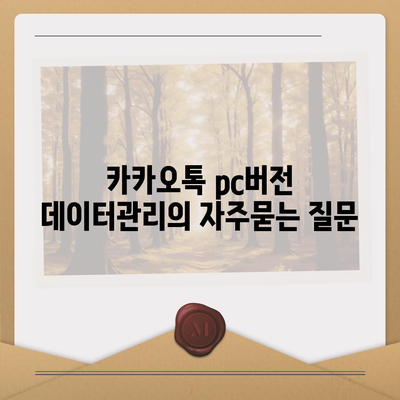 카카오톡 pc버전 데이터관리