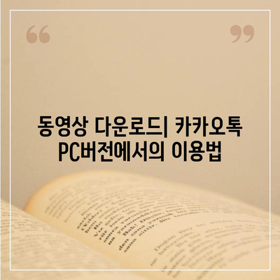 카카오톡 pc버전 동영상