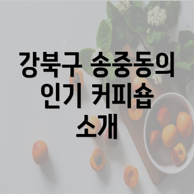 강북구 송중동의 인기 커피숍 소개