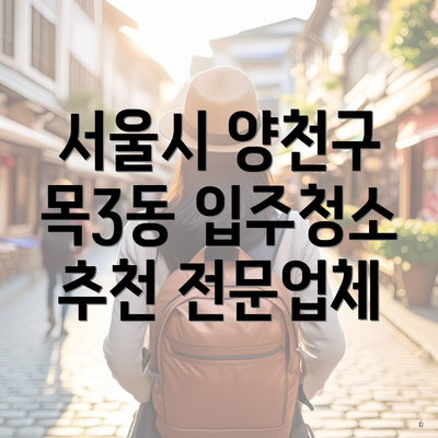 서울시 양천구 목3동 입주청소 추천 전문업체