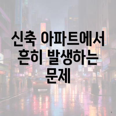 신축 아파트에서 흔히 발생하는 문제