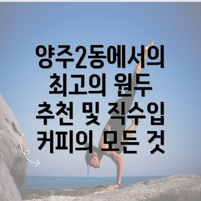 양주2동에서의 최고의 원두 추천 및 직수입 커피의 모든 것