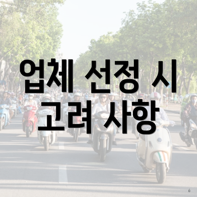업체 선정 시 고려 사항
