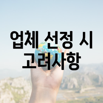 업체 선정 시 고려사항