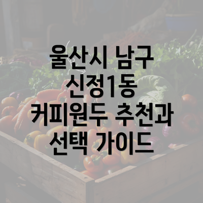 울산시 남구 신정1동 커피원두 추천과 선택 가이드