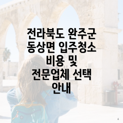 전라북도 완주군 동상면 입주청소 비용 및 전문업체 선택 안내