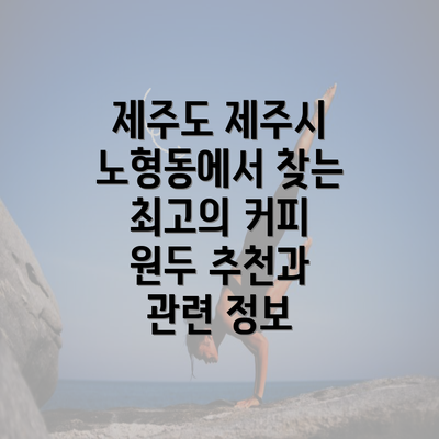 제주도 제주시 노형동에서 찾는 최고의 커피 원두 추천과 관련 정보