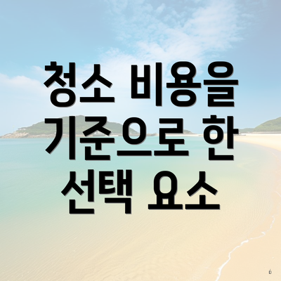 청소 비용을 기준으로 한 선택 요소