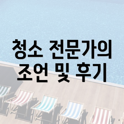 청소 전문가의 조언 및 후기