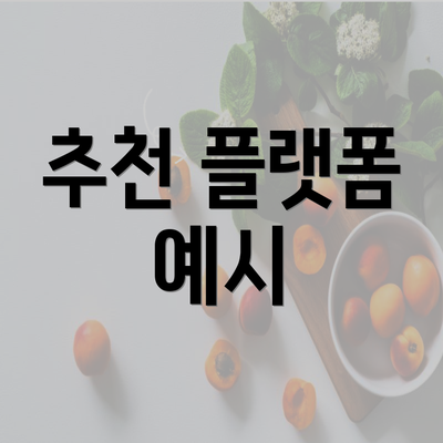 추천 플랫폼 예시