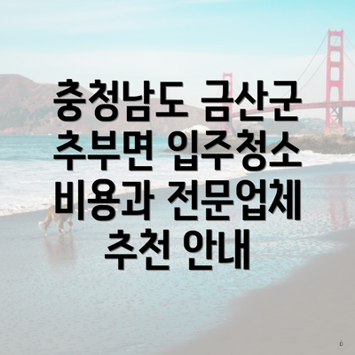 충청남도 금산군 추부면 입주청소 비용과 전문업체 추천 안내