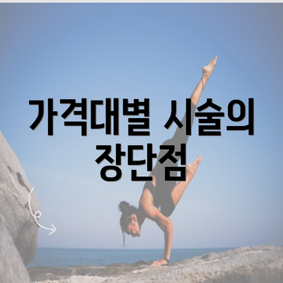 가격대별 시술의 장단점