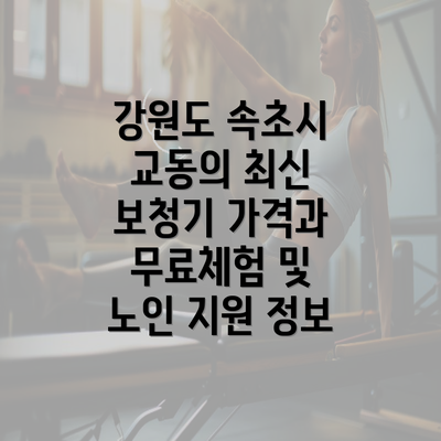 강원도 속초시 교동의 최신 보청기 가격과 무료체험 및 노인 지원 정보