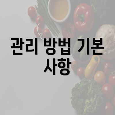 관리 방법 기본 사항