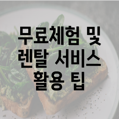 무료체험 및 렌탈 서비스 활용 팁