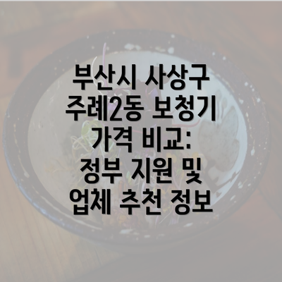 부산시 사상구 주례2동 보청기 가격 비교: 정부 지원 및 업체 추천 정보