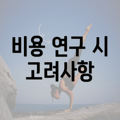 비용 연구 시 고려사항