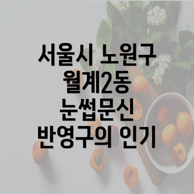 서울시 노원구 월계2동 눈썹문신 반영구의 인기