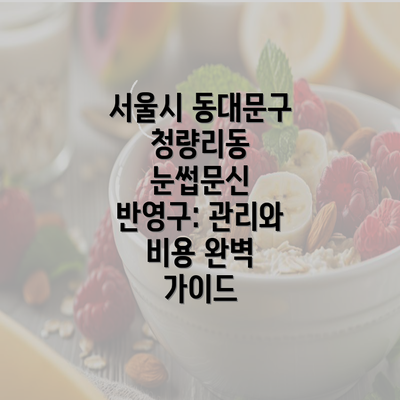 서울시 동대문구 청량리동 눈썹문신 반영구: 관리와 비용 완벽 가이드