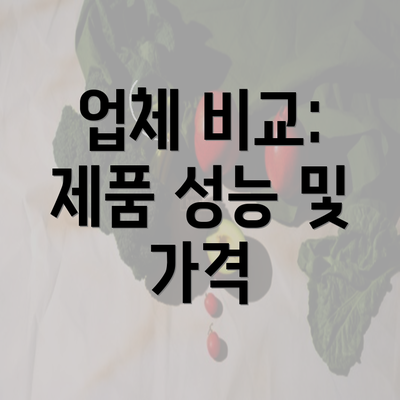 업체 비교: 제품 성능 및 가격