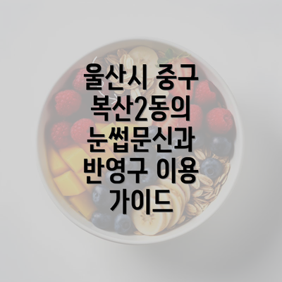 울산시 중구 복산2동의 눈썹문신과 반영구 이용 가이드