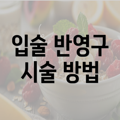 입술 반영구 시술 방법