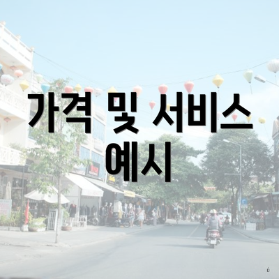 가격 및 서비스 예시