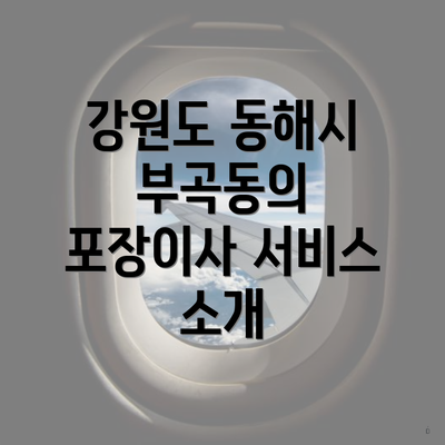 강원도 동해시 부곡동의 포장이사 서비스 소개